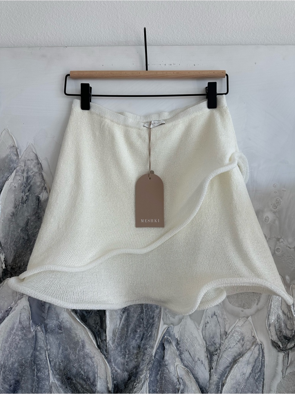Meshki Ivory Textured Mini Skirt